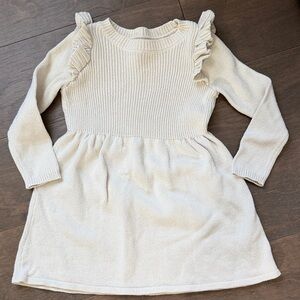 Cat & Jack Cream Knit Ruffle Dress